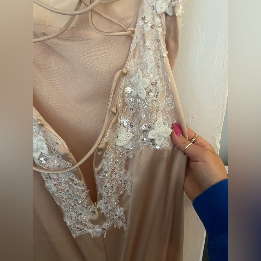 Cream Lace Prom Dress